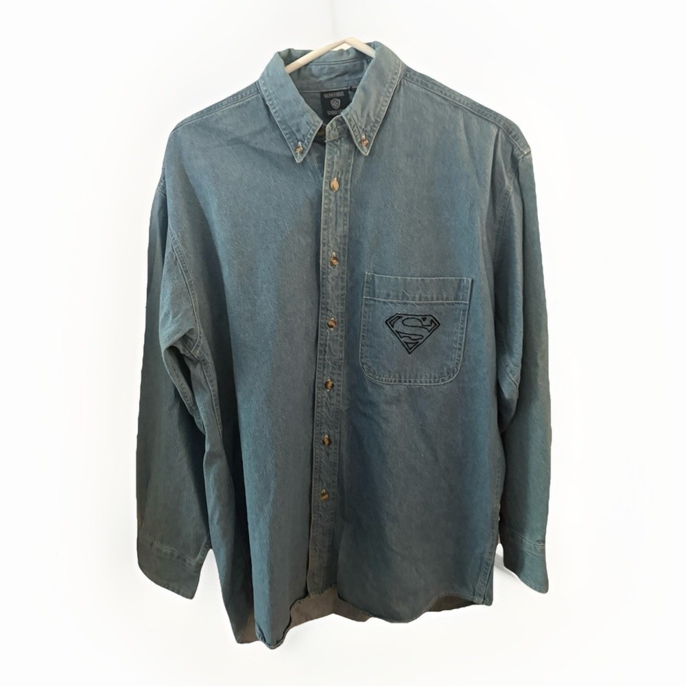 Warner Bros. Studio Store-Vintage Superman Denim Shirt-Size S Excellent Cond.
